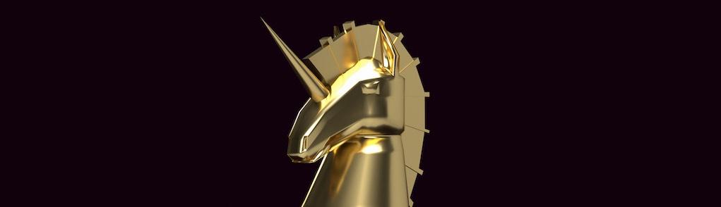 gold unicorn chess for start up business content 3d rendering